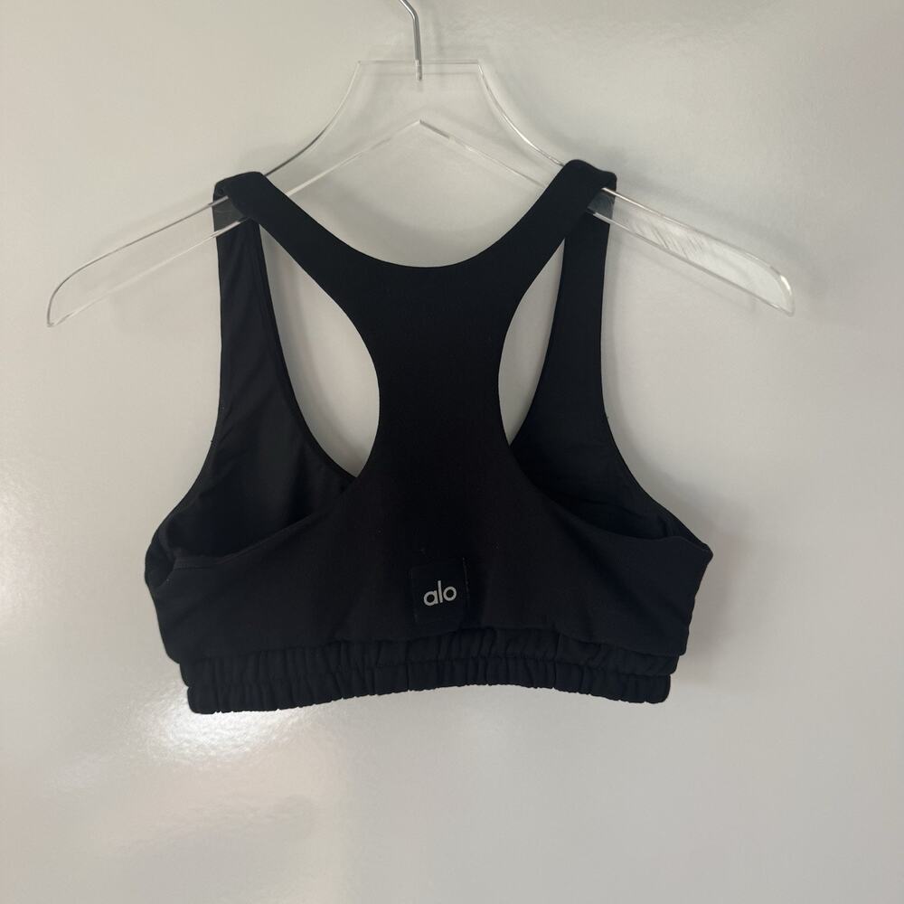 ALO Yoga Accolade Sweatshirt Scoop Neck Bra Size Small Solid Black Comfort EUC - Picture 4 of 8